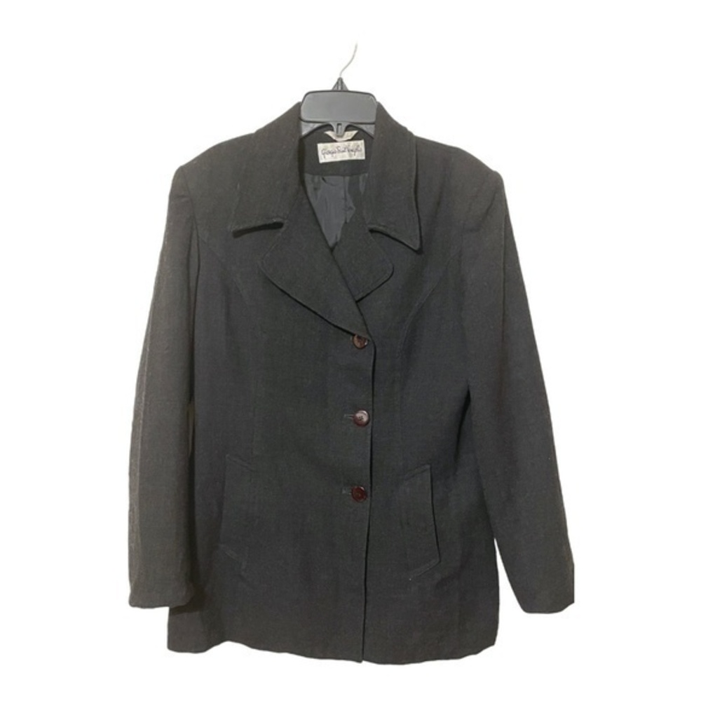 Giorgio Sant' Angelo Womens Oversized Blazer Black 100% Wool Vintage Size 10
